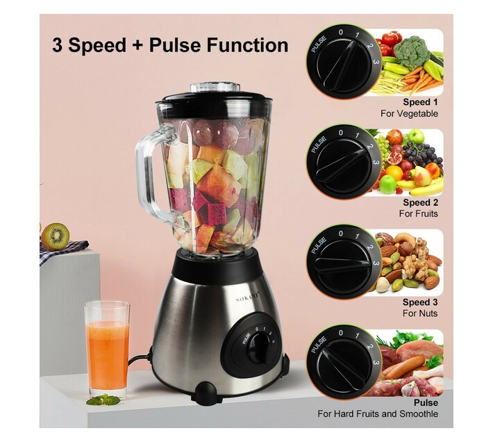 Royal Homeware 1.5L Blender 2 in 1 Stainless Steel Housing with Glass ...