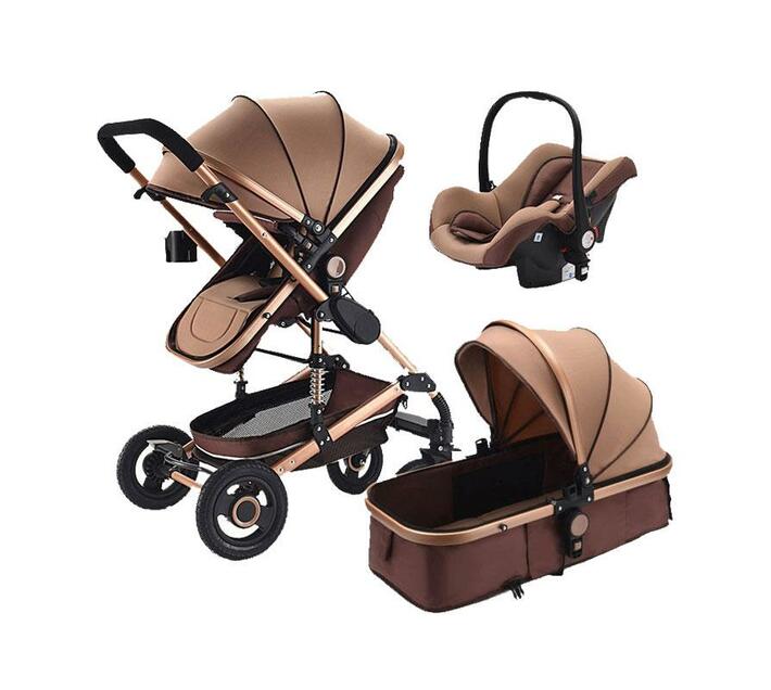 Baby stroller 3 in 1 newborn baby carriage - Khaki | Makro