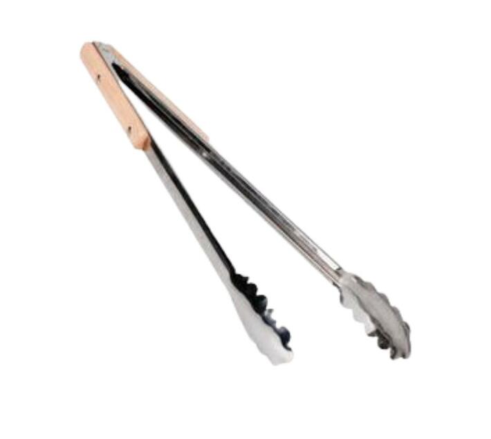 40cm Bbq Stainless Steel Tongs With Wooden Handle Makro