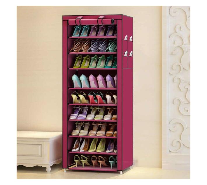 9 Tiers Shoe Rack Organizer with Cover - red | Makro