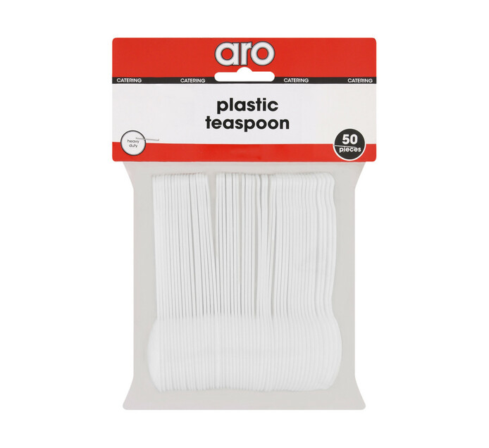 ARO Plastic Large High Spec Tea Spoons White (1 x 50's) Makro