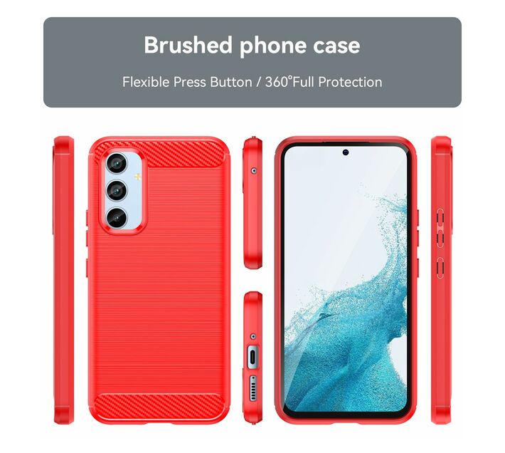 Celltime Galaxy A54 5g Shockproof Carbon Fiber Design Cover Red Makro 1096