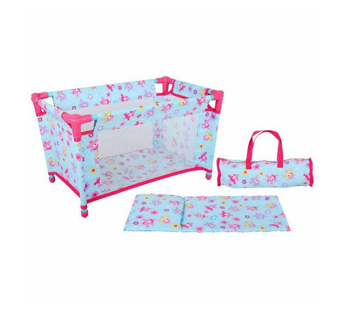 Dollsworld Dolls Travel Camp Cot with Quilt, Pillow and Carry case Makro