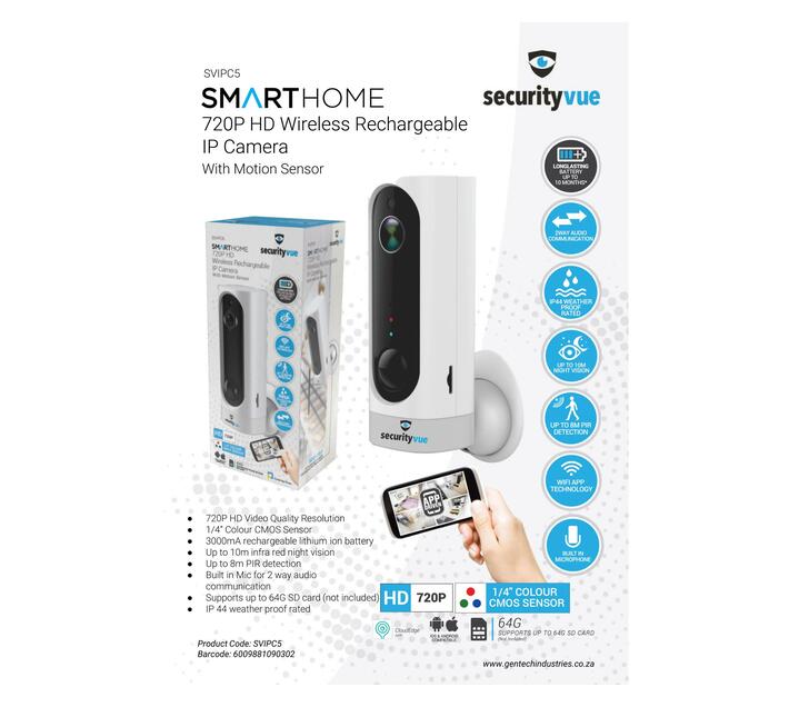 Securityvue Smart Home 720p Wireless Rechargeable Ip Camera With Motion Sensor Cctv Connected Security Electronic Connected Security Hardware Auto Makro Online Site