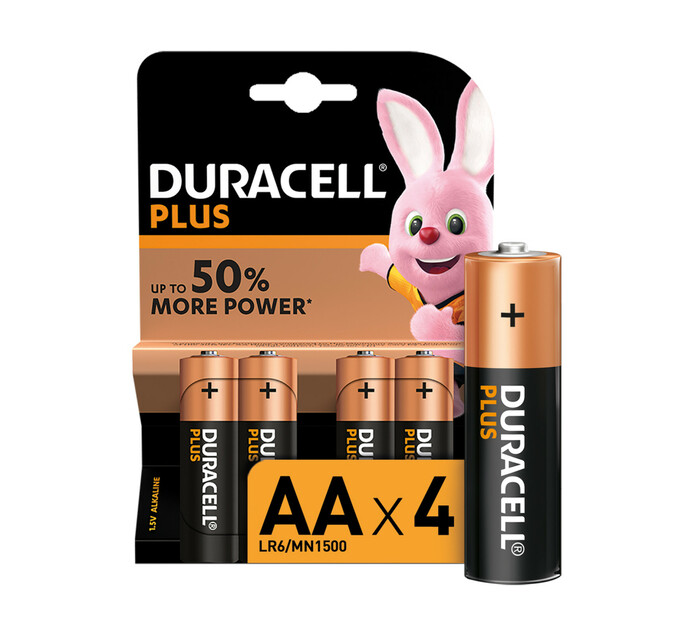 Duracell Plus Power AA 4 Pack | Alkaline Batteries | Batteries ...