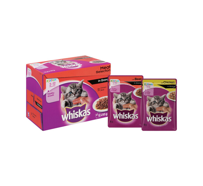 Whiskas Cat Food Multipack Pouch Meat Selection in Gravy (12 x 85g) | Makro