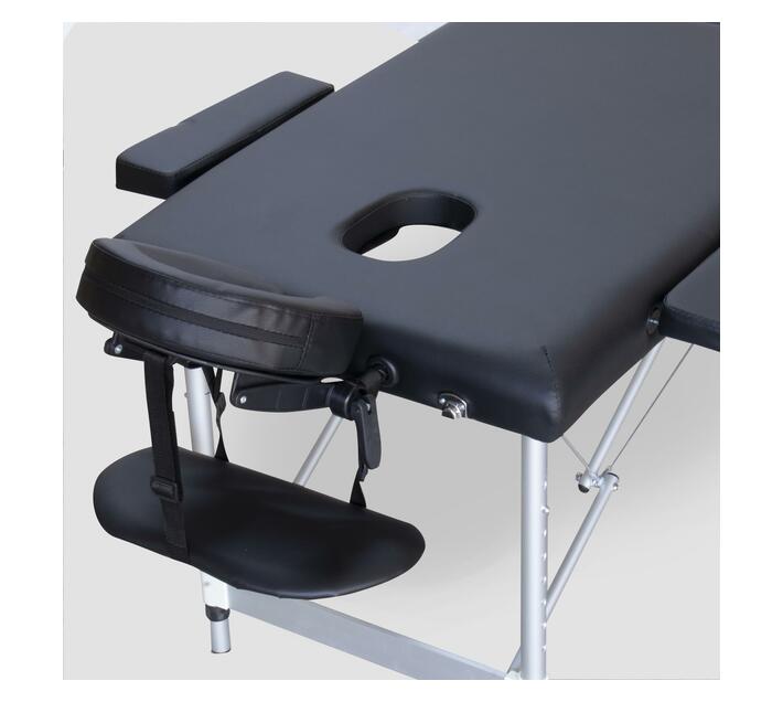 Hazlo Premium Portable Massage Table Bed 2 Section Aluminium Black