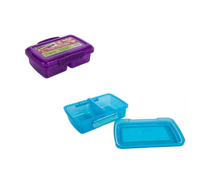 Lunch Box with Clips 2 Division 16cm x 10cm x 3cm (Pack of 6) | Makro