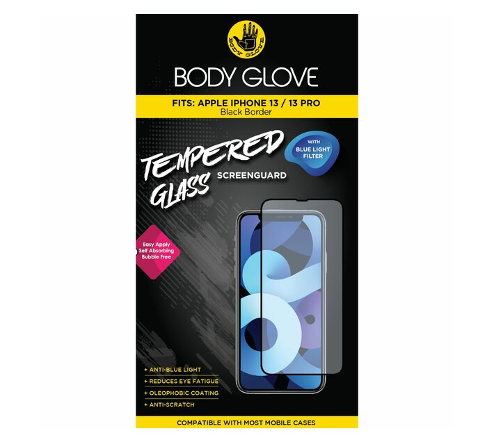 Body Glove Blue Light Tempered Glass Screenguard Apple Iphone 13 Iphone 13 Pro Black Trim