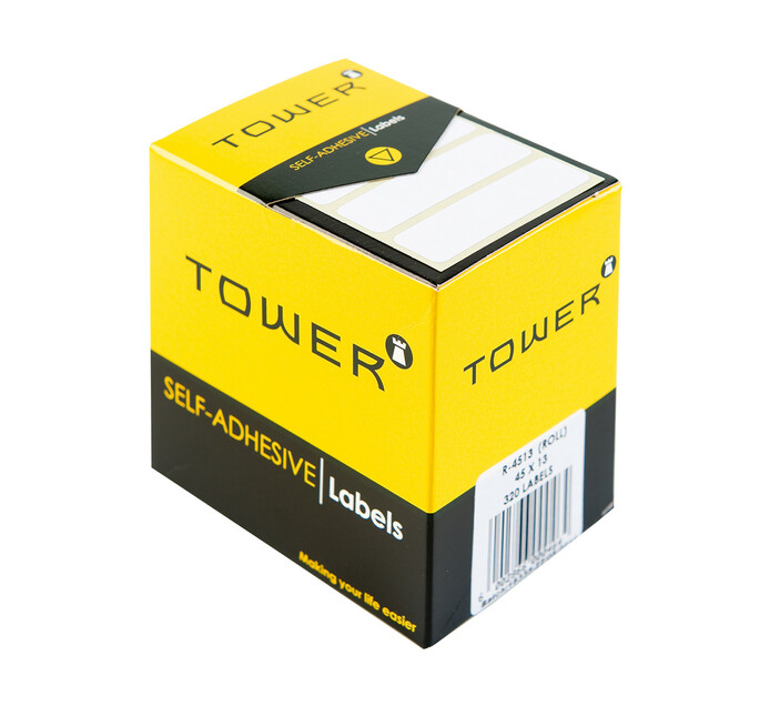 Tower 45mm x 13mm Labels Rolls White Each | Makro