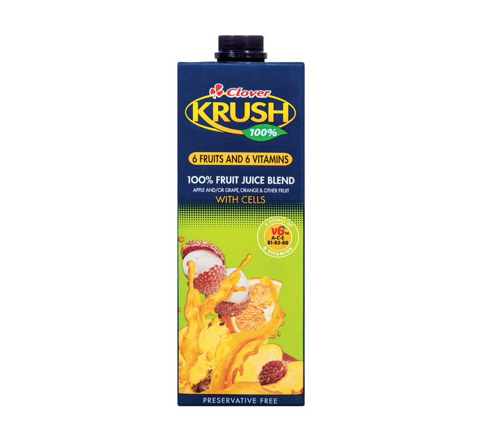 Clover Krush Uht Juice 6 Fruits And Vitamins 6 X 1lt Makro 