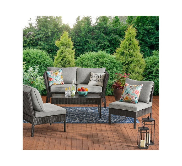 Mainstays 4-Piece Ayden Park Conversation Set | Polyresin Wicker ...