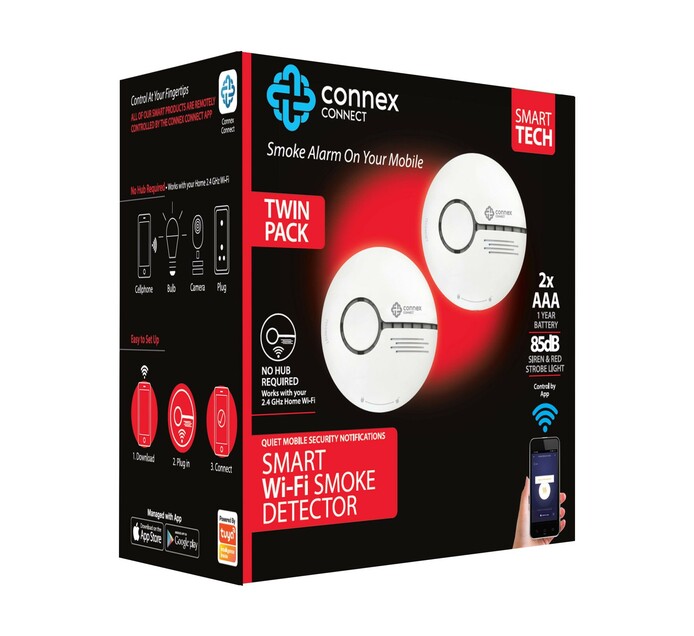 Connex Connect Smart Wifi Smoke Detector Alarm Twin Pack Makro