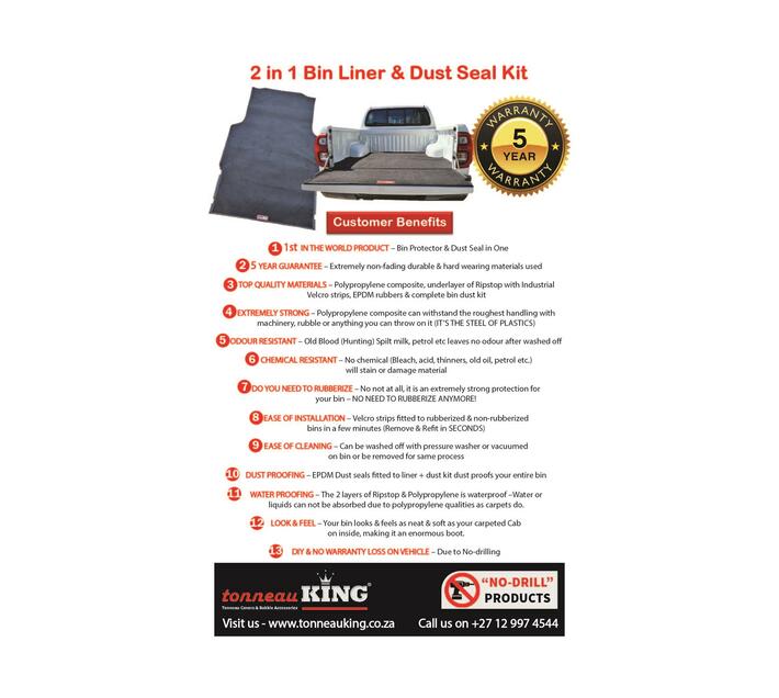 TOYOTA HILUX E/C 2016+ GD6 tonneau 2 in 1 BIN LINER & DUST SEAL KIT IN