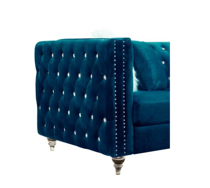 LUX Studded 1 Seater Sofa Blue | Makro