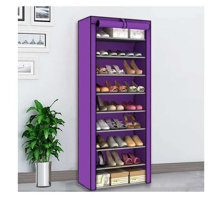 Multipurpose Portable Folding Shoe Rack 9 Tier Purple Decorative Storage Decorative Storage Home Storage Home Decor Home Garden Makro Online Site