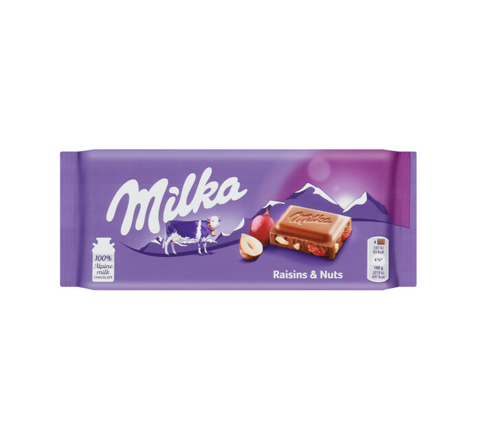 Milka Chocolate Slab Raisins & Nuts (1 x 100g) | Makro