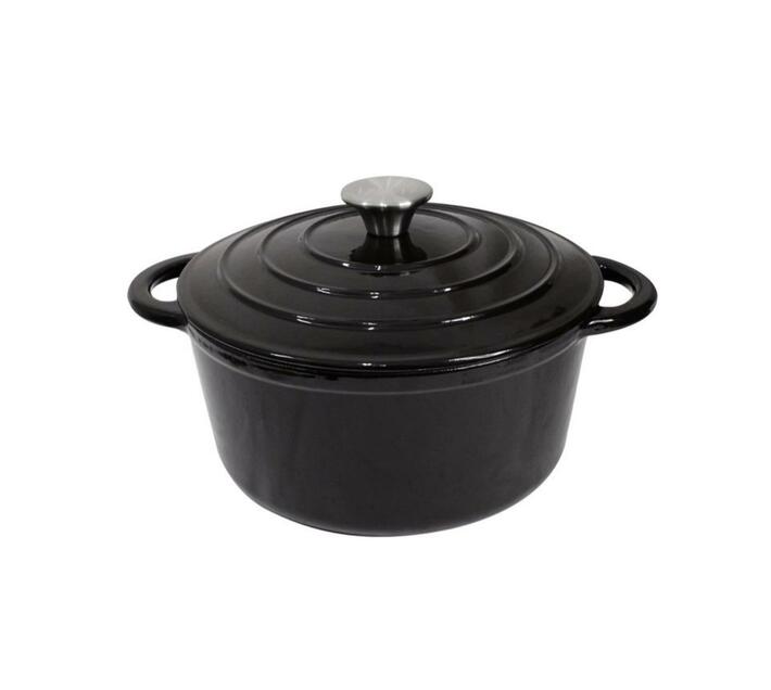 Avi - 7 Piece Authentic Cast Iron Dutch Oven Cookware Pot Set - Black ...