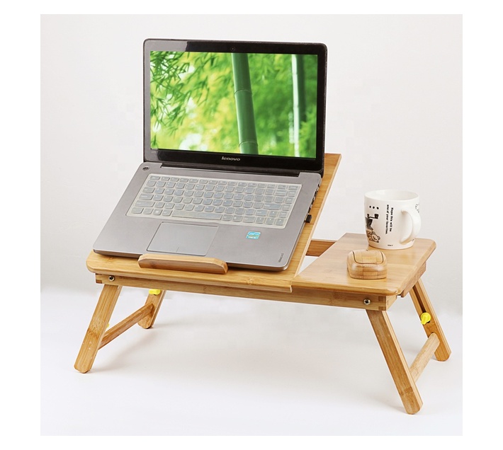 Hazlo Bamboo Adjustable Laptop Office Tray Table with 2 Cooling Fans ...