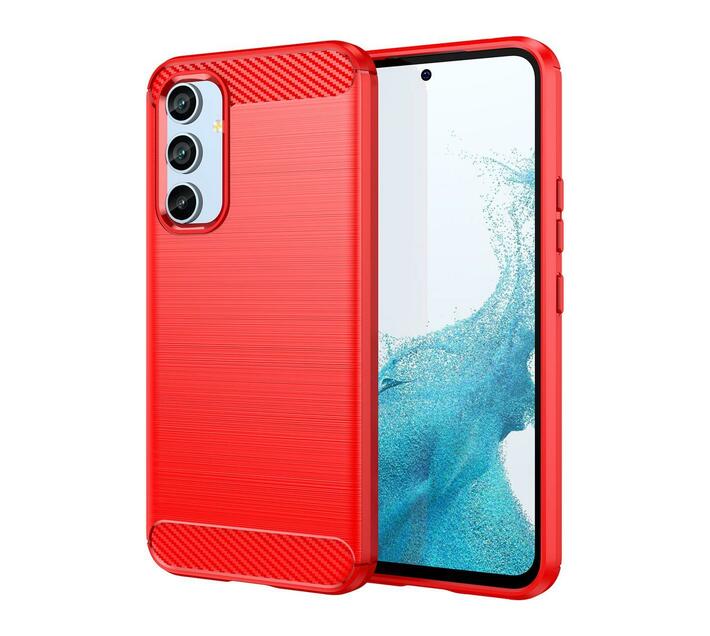 Celltime Galaxy A54 5g Shockproof Carbon Fiber Design Cover Red Makro 0765