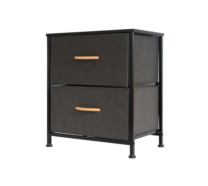 Gretmol 2 Drawer Storage Cabinet - Dark Grey & Black 