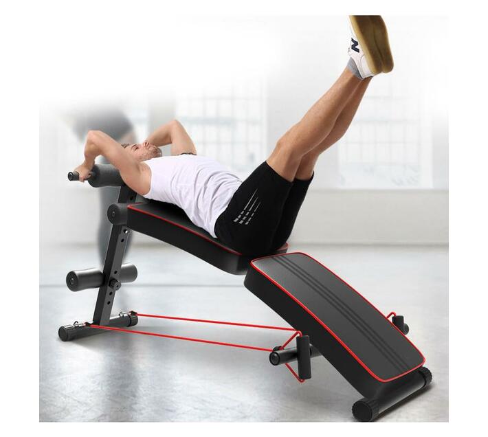 Zoolpro Multi-Function Adjustable Ab Bench w/ Resistance Bands - Black ...