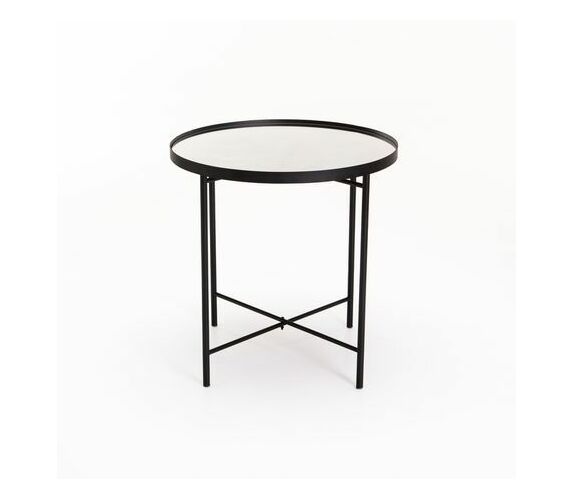 Davis Round Mirror Top Side Table | Makro