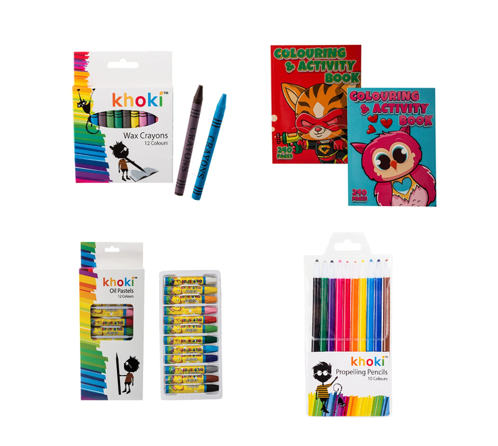 Oil Pastels, Book Coloring 240p, Wax Crayons 12pce, Propelling Pencils